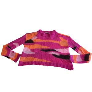 Andersson Bell Pink Geometric Abstract Mohair Mock Neck Pullover Sweater Sz M